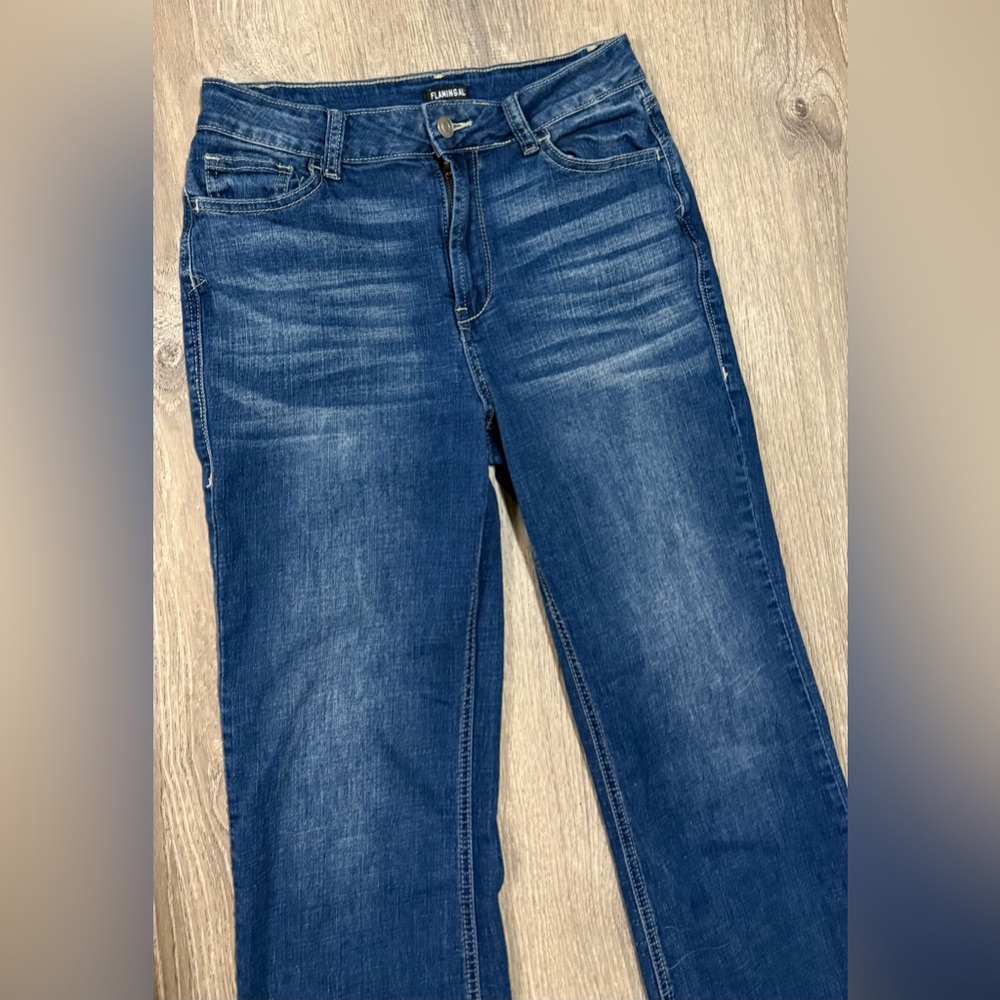 Flamingo by Flamingals Dark Wash Straight Leg Jeans Sequined Denim Small 26 - Picture 6 of 11